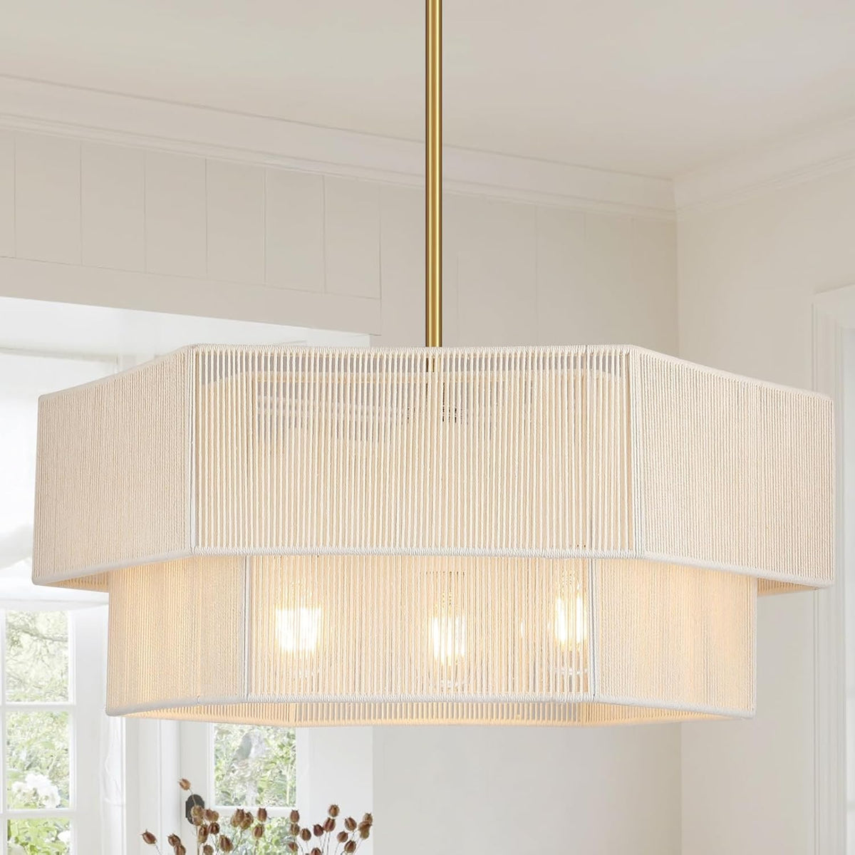 Lámpara colgante bohemia dorada ajustable 19.7pulg