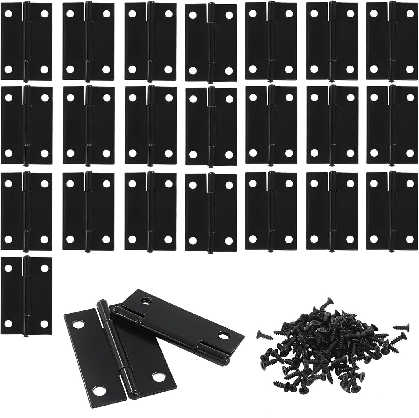 Pack 24 Bisagras Puerta 1.5pulg Negras con S de Montaje