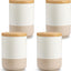 Set 4 Tarros Cerámica con Tapas Madera Herméticas 18oz