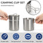 2 Tazas Camping Acero Inox Apilables con Bolsa Tapa