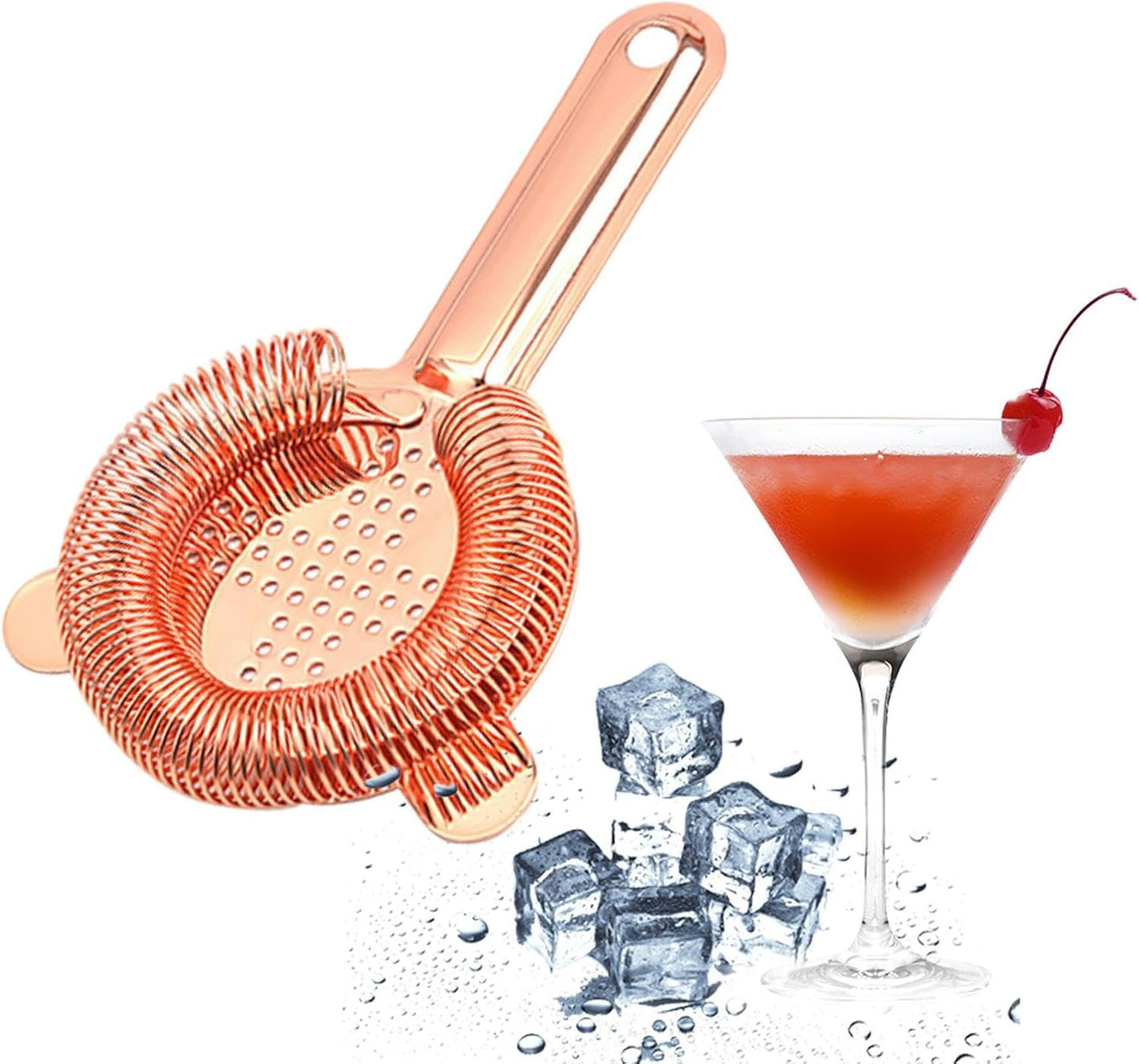 Colador bebidas acero inox para cócteles color oro rosa