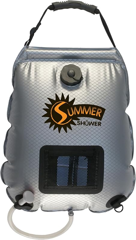 Ducha solar con espejo y válvula llenado negro/plateado
