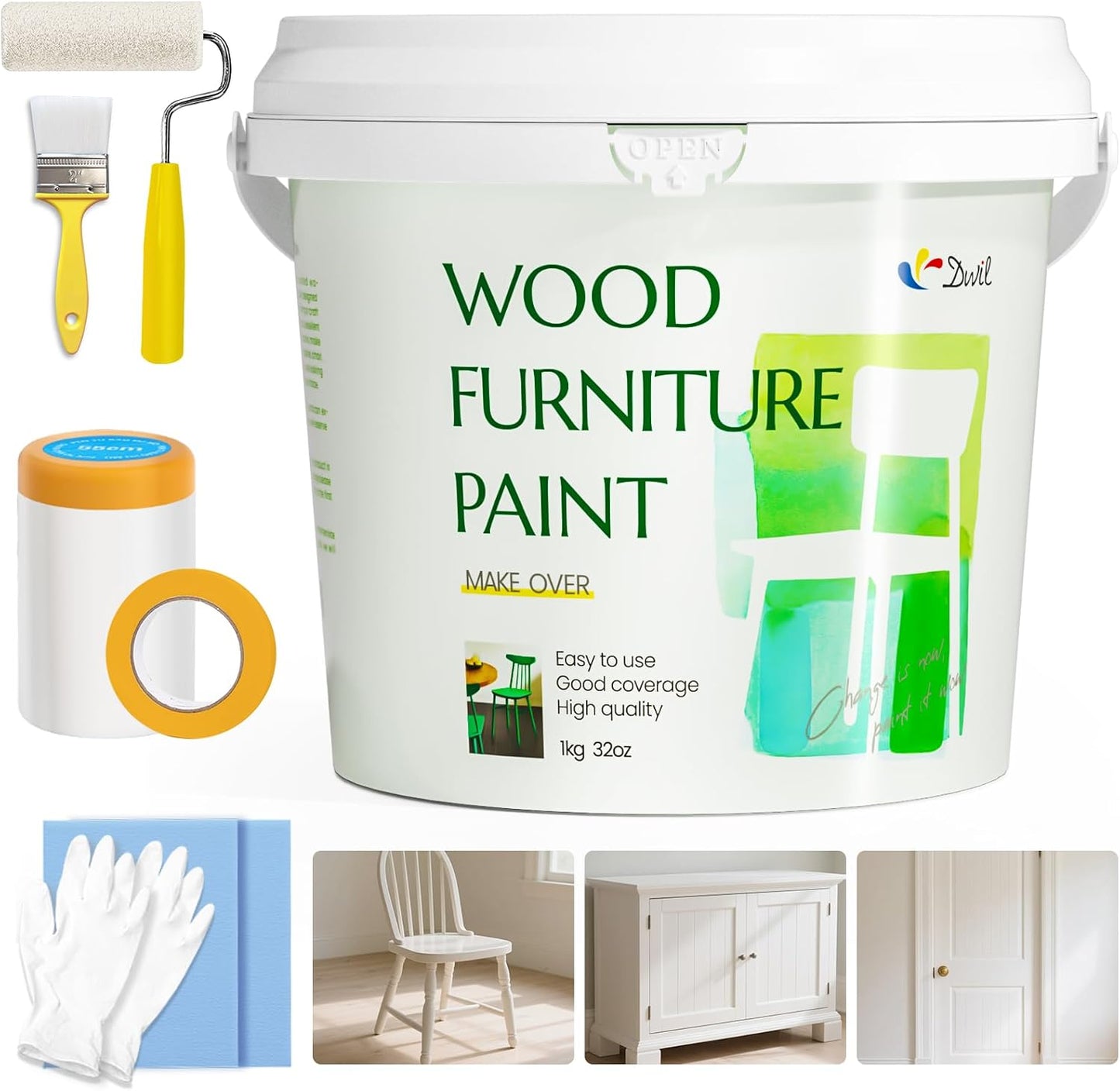 Pintura madera mate agua 32oz sin olor blanco marfil