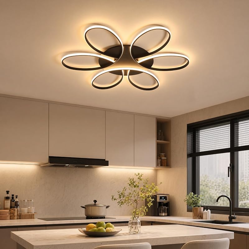 Lámpara techo LED empotrado negro control remoto 75cm