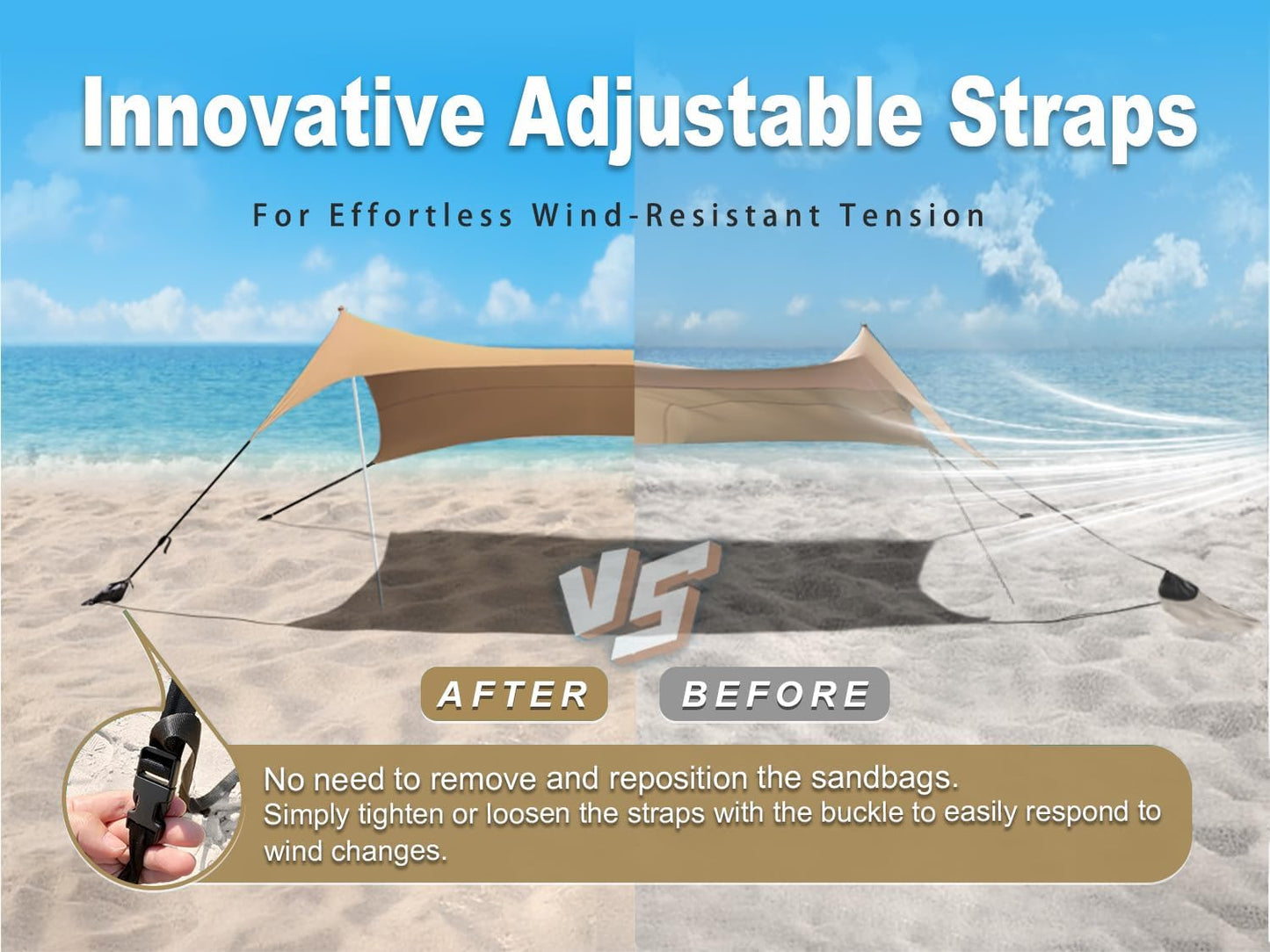 Tienda playa UPF50 10x10ft resistente viento estable
