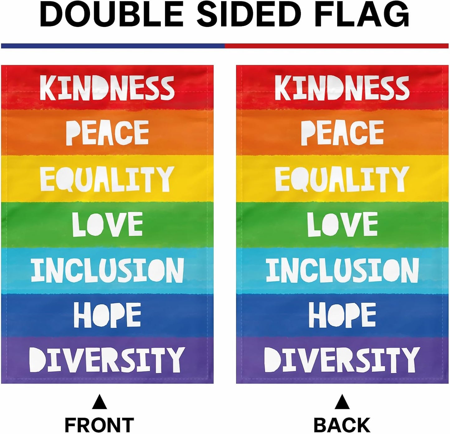 Bandera jardín arco iris 12x18pulg visible ambos lados