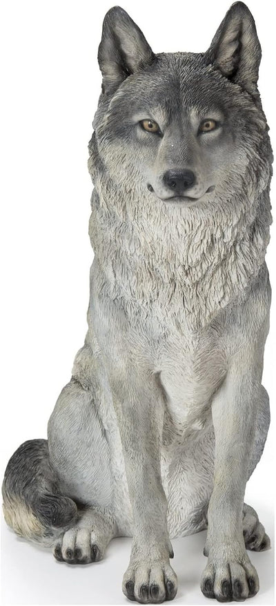 Estatua lobo gris sentado
