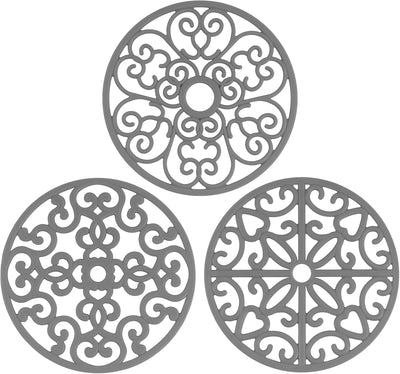Set 3 Salvamanteles Silicona Antiderrap Resiste Calor Mesa Gris