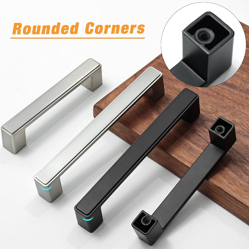 10 Tiradores Cajón Manijas Cuadradas Negro Mate 3.78"