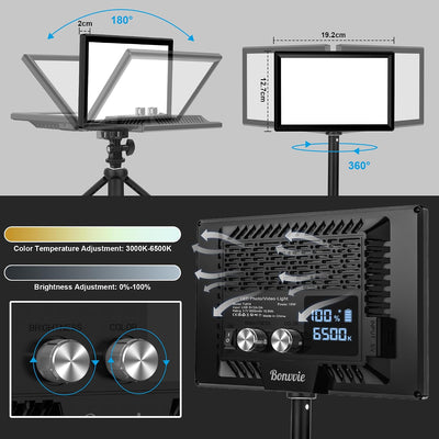 Luz LED recargable 15W para cámara con batería 5000mAh 3000-6500K