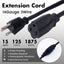 Cable extensión 1m negro resistente agua 14/3 SJTW 15A