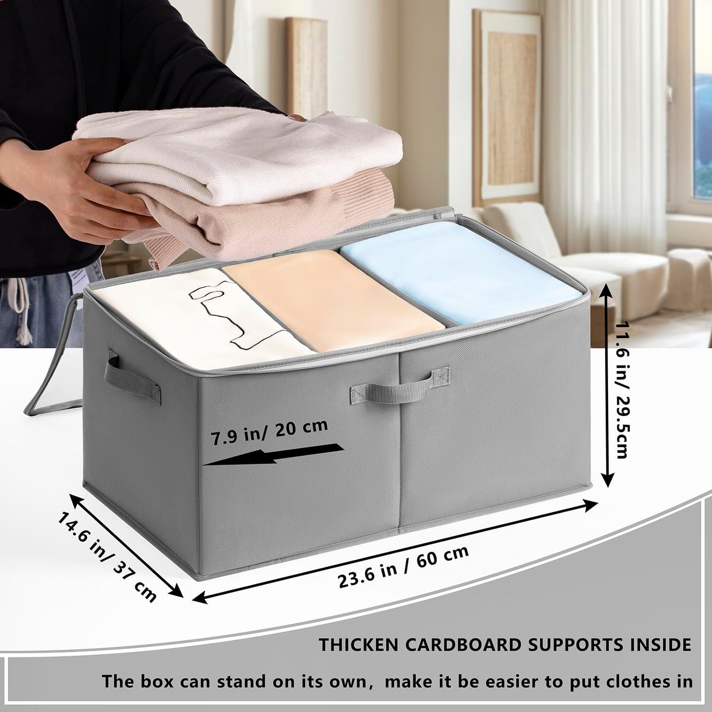 2 Cajas Almacenamiento 65L Tapas Transparentes Plegables