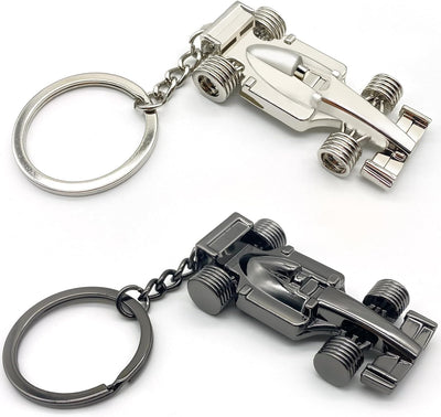 Llavero F1 3D metal plateado y negro para regalo