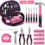 Set 63 Pzas Herramientas Rosa para Hogar y Oficina