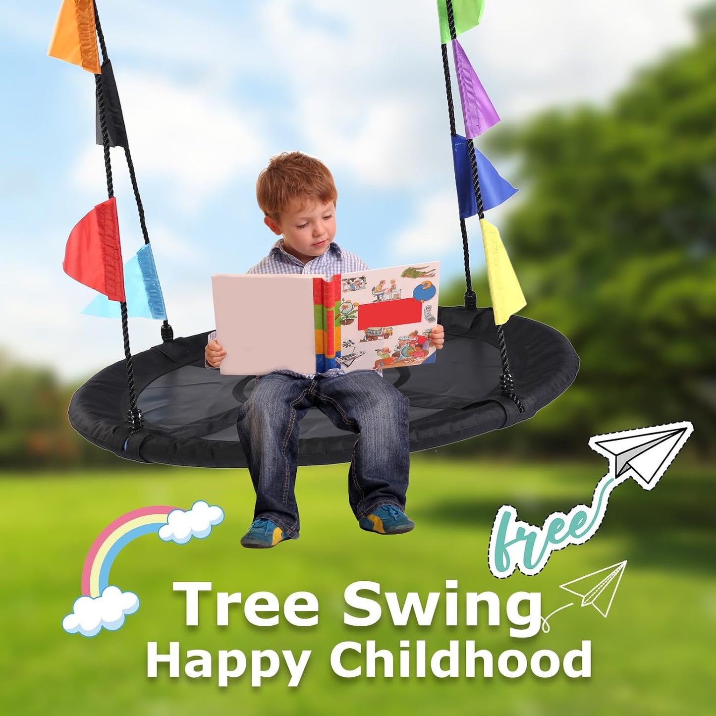 Columpio redondo para niños 40pulg al aire libre con correas