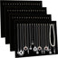 4 Soportes terciopelo negro para collares con 17 ganchos