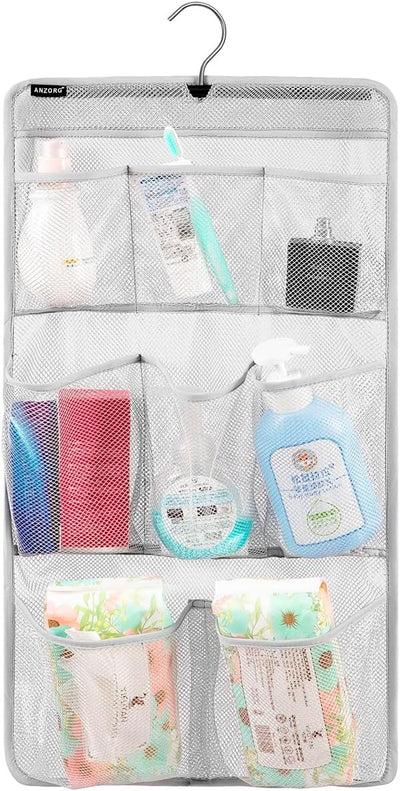 Organiz. ducha malla colgante 8 bolsillos