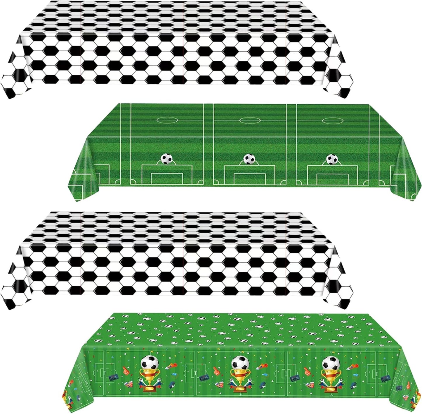 4 Pzas Mantel Plástico Fútbol 54x108pulg Rectangular