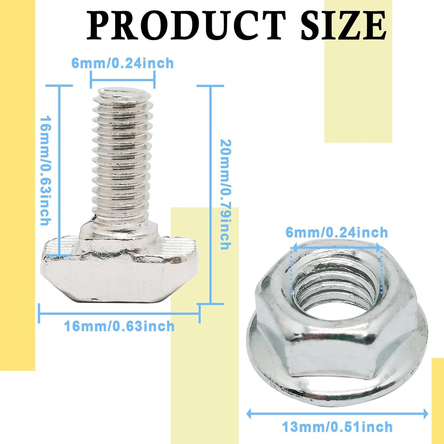 Kit 12 Tuercas Deslizantes T M6x16 para Perfil Aluminio