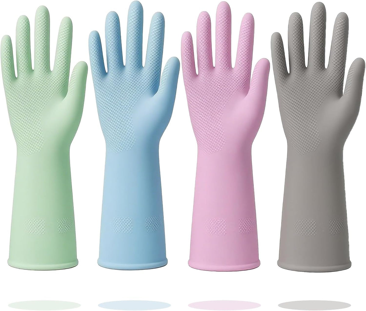 Guantes goma lavavajillas 4 pares reutilizables antideslizante