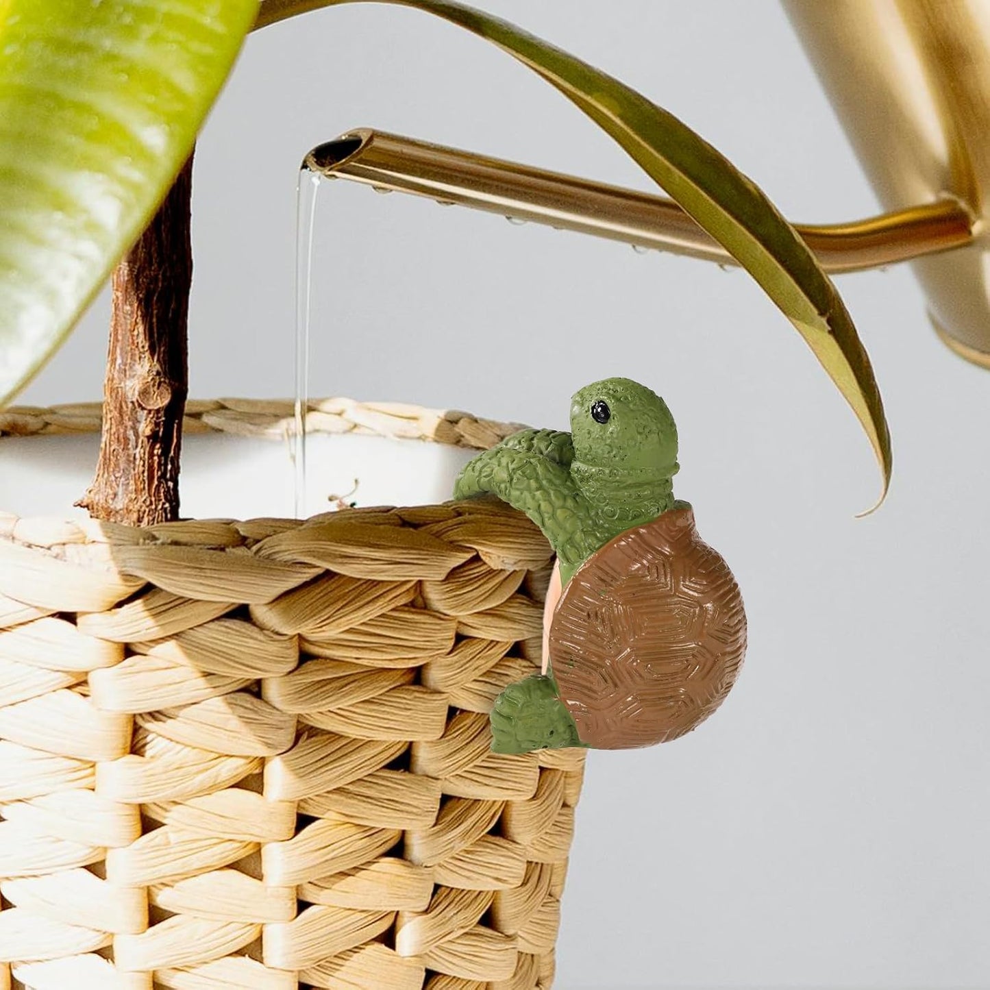 Figura tortuga resina para colgar macetas patio verde marrón