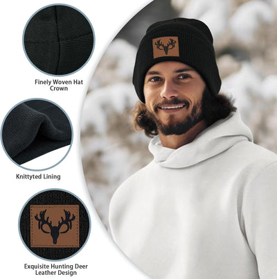 Gorro caza ciervo parche cuero calavera punto regalo adultos