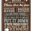 Letrero baño madera rústico 12x6pulg marrón