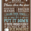 Letrero baño madera rústico 12x6pulg marrón