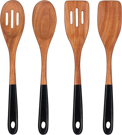 Juego cucharas madera 14pulg utensilios cocina acacia