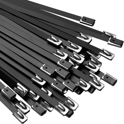 Bridas negras metal 11.8pulg acero inox flexible 30uds