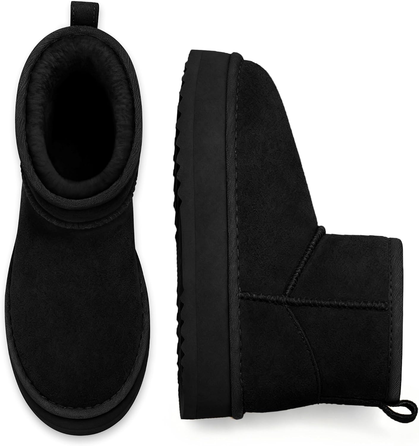 Mini botas gamuza piel auténtica forro piel mujer invierno