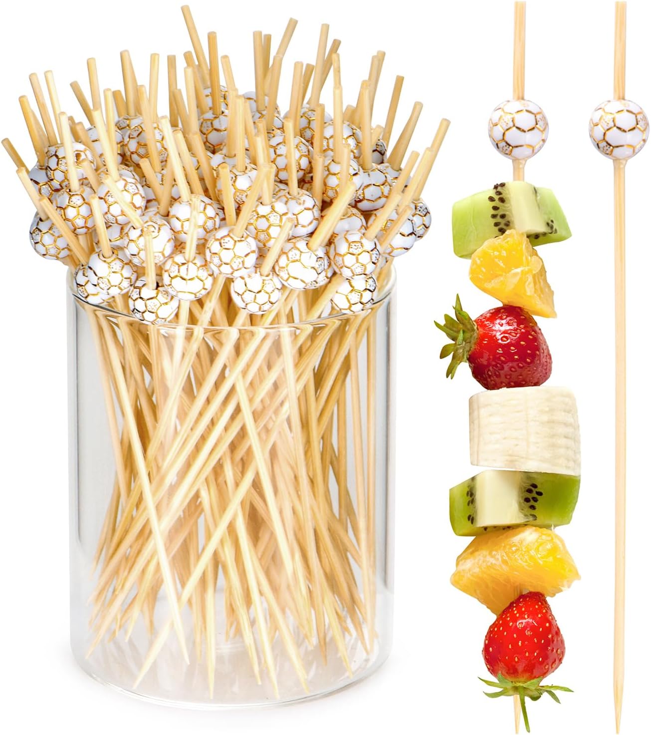 100 Palillos Fútbol 4.7pulg para Aperitivos y Fiestas Dorado