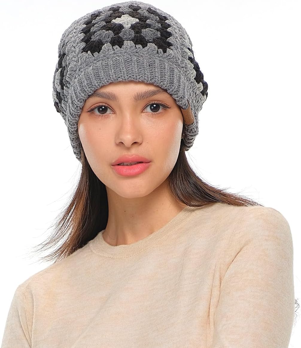 Gorro ganchillo multicolor diadema unisex invierno