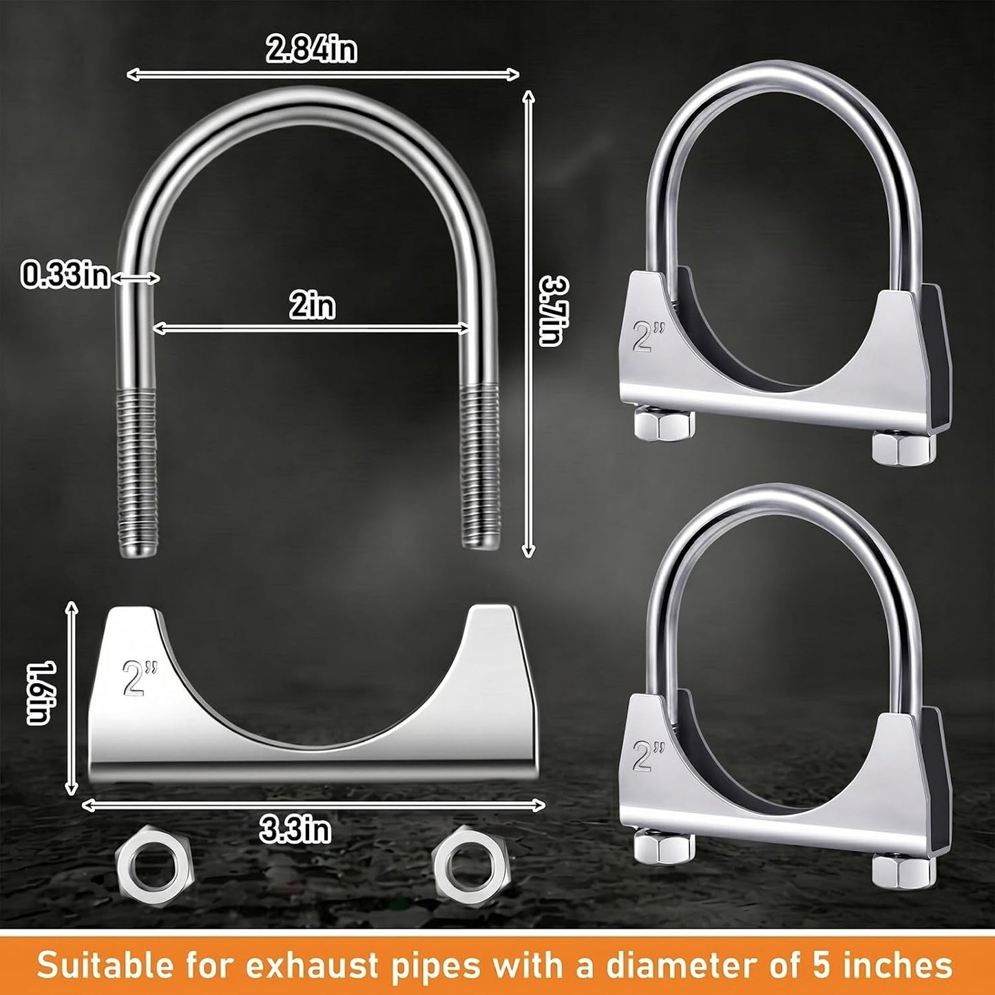 4 Abrazaderas Escape 2" Hierro Galvanizado