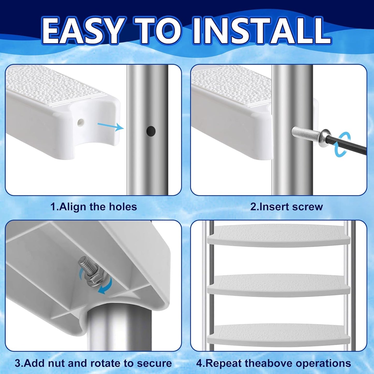 Kit 6 pernos inox para escalera piscina fijación suelo