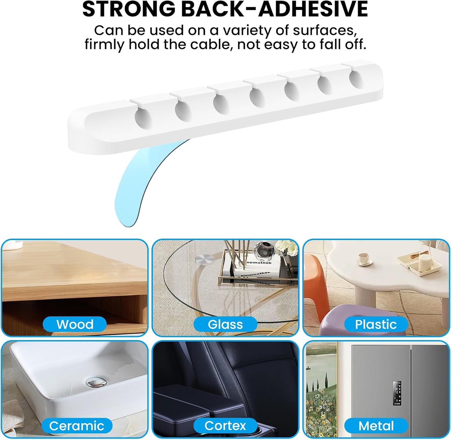Clips autoadhesivos para cables organizador oficina