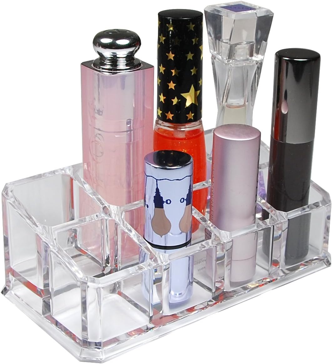 Organiz. cosméticos acrílico transparente 8 espacios
