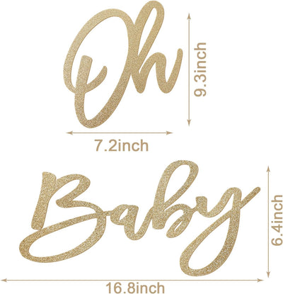 Cartel Oh Baby fieltro dorado champán baby shower