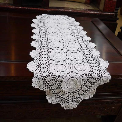 Pasillos de mesa algodón ganchillo blanco 16x35pulg