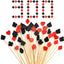 300 Palillos Cóctel Bambú Decoración Fiesta Negro Rojo