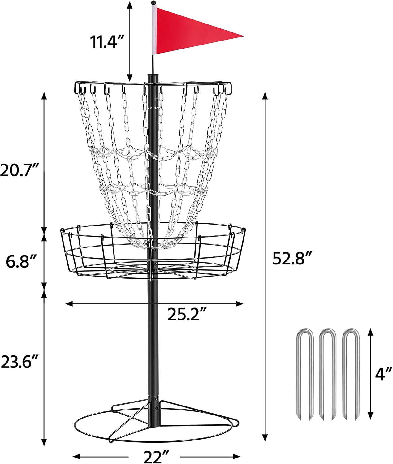 Cesta golf disco portátil 12 cadenas acero azul/rojo