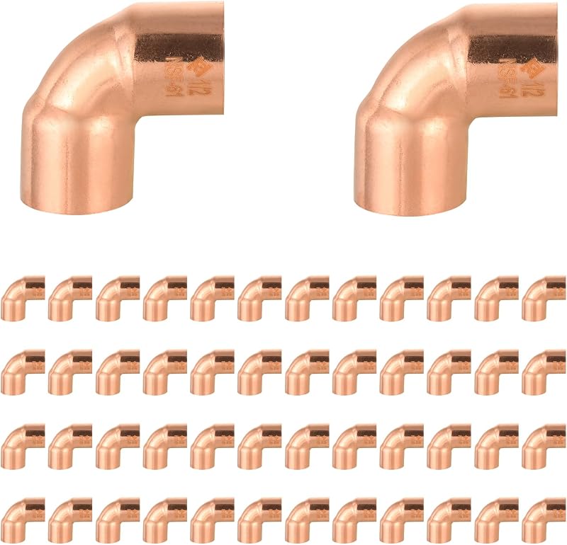 50 Accesorios Cobre Codo 90 Grados 1/2" Conexión Soldadura
