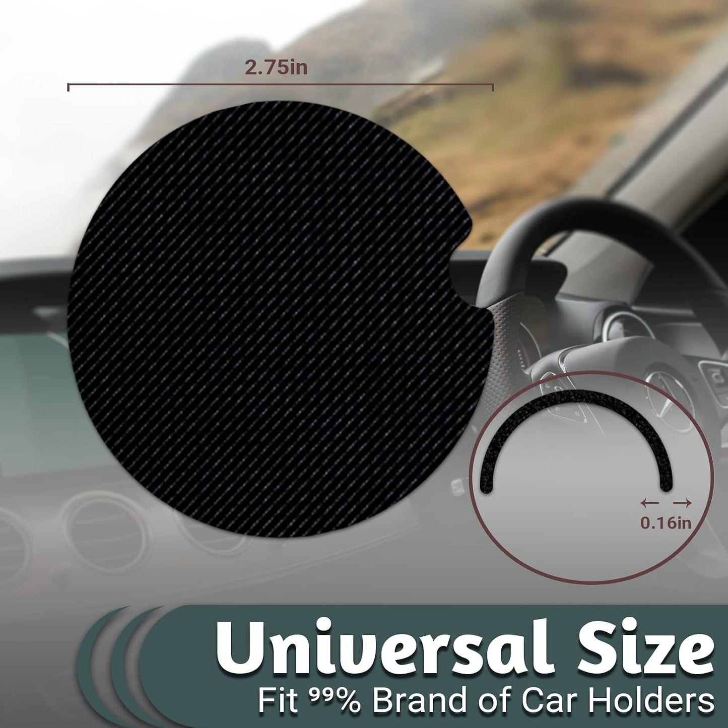 Posavasos coche antiderrap con encaje dedo 2uds