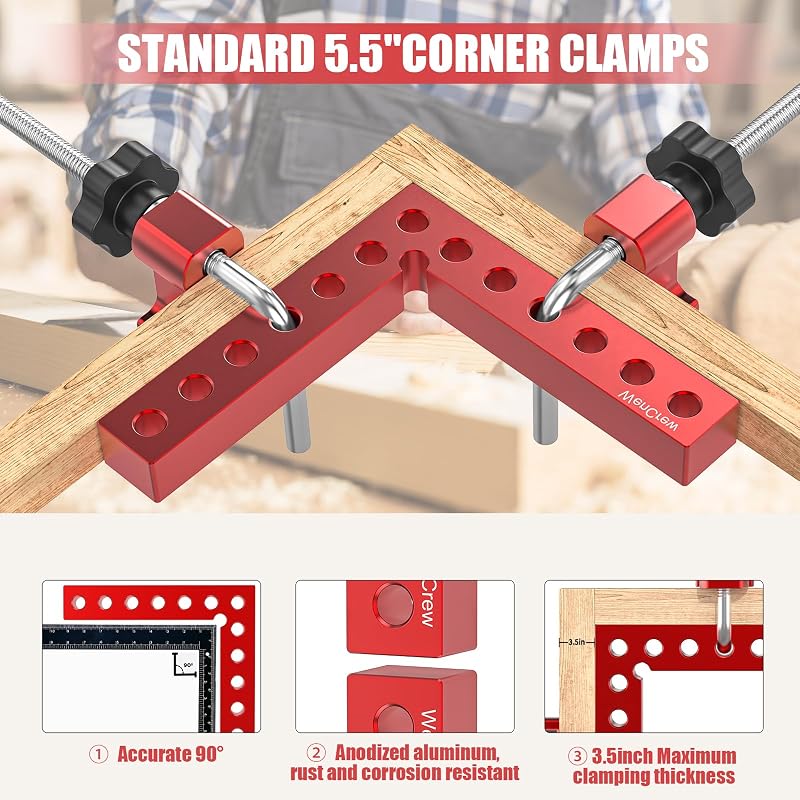 Abrazaderas esquina carpintería 5.5" set 4