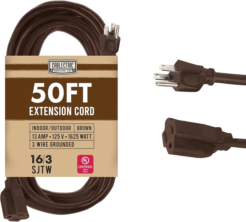 Cable extensión 50ft 16/3 con enchufe tierra 13AMP jardín