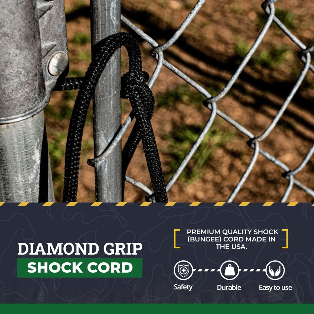 Cuerda choque elástica negra 0.12-0.5pulg con agarre diamante