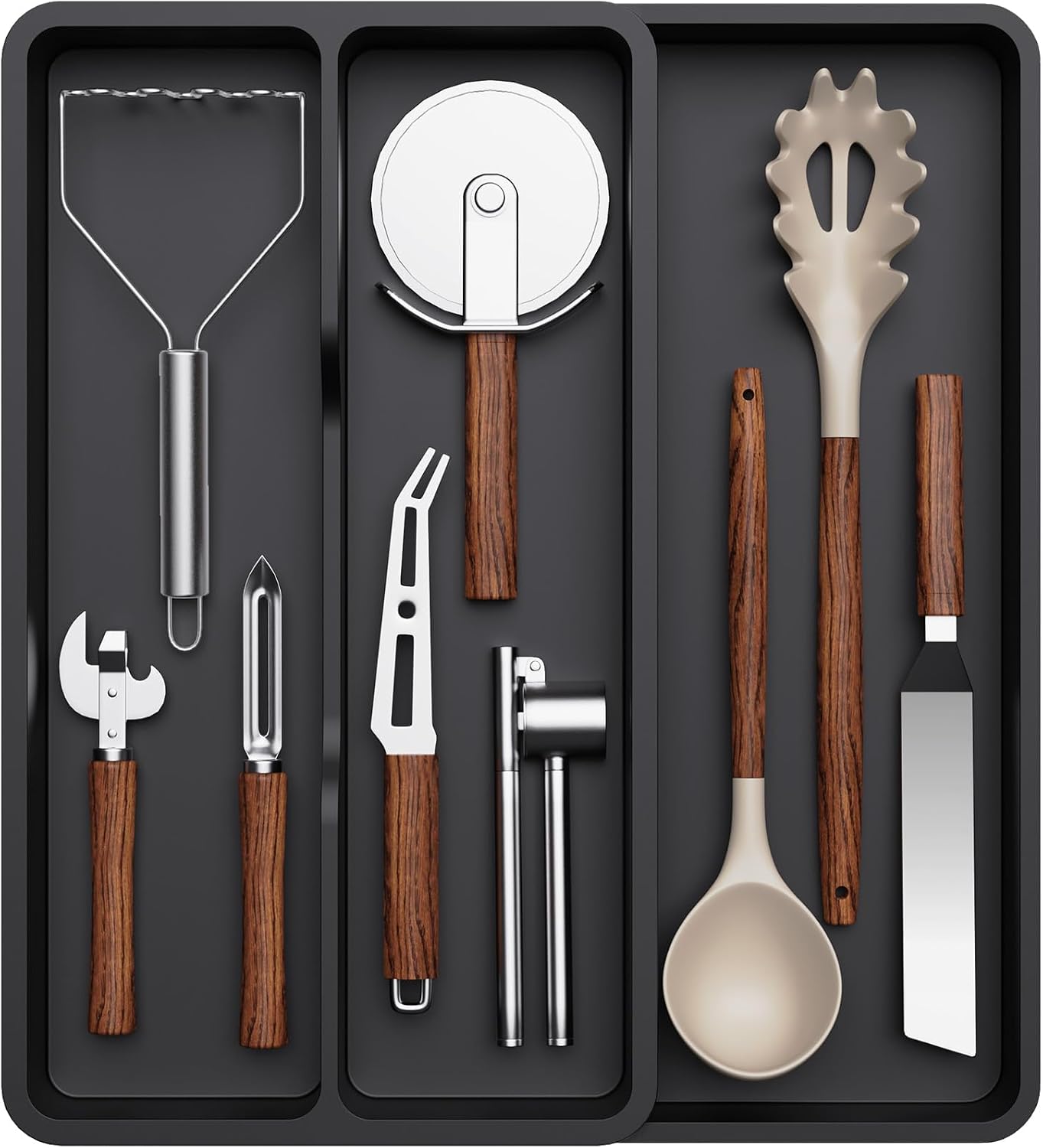 Organiz. cubiertos cajón cocina expandible ajustable