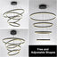 Candelabro LED 4 anillos negro sala control remoto