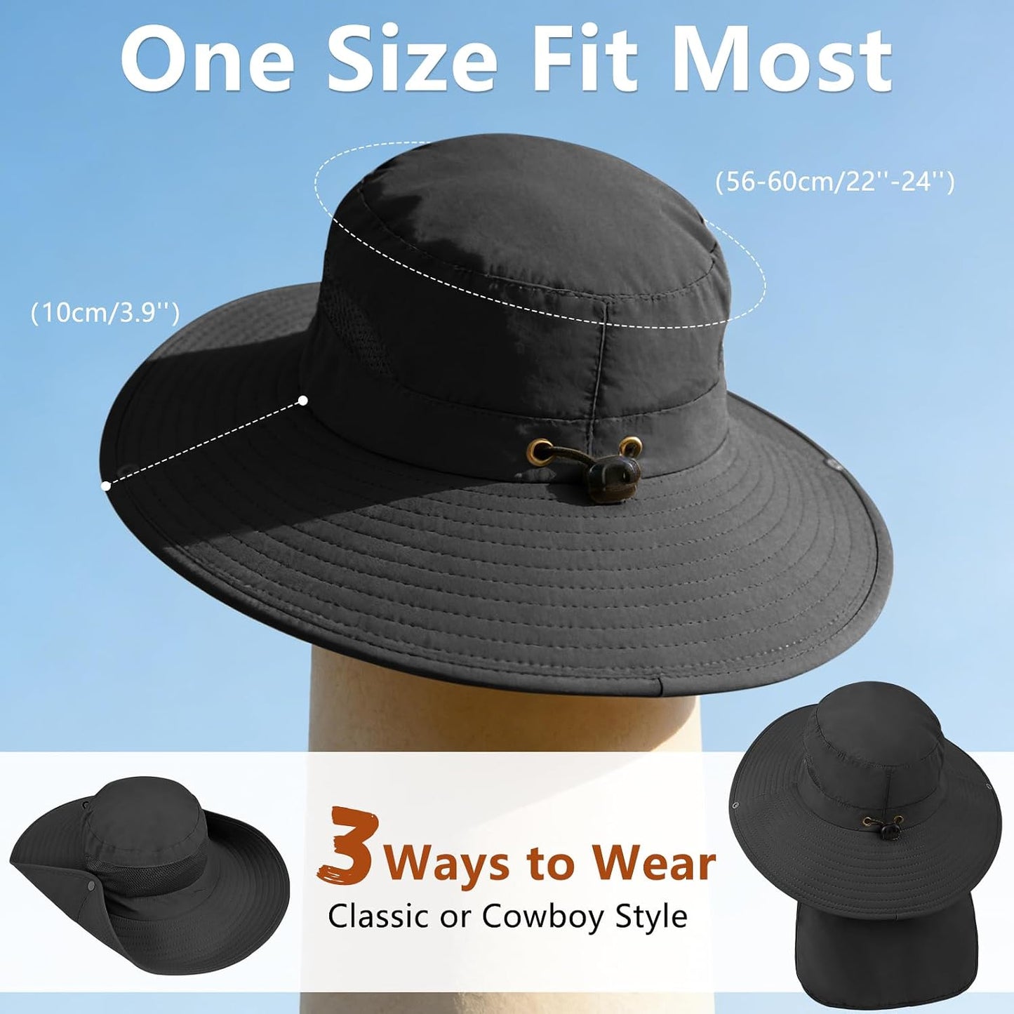 Sombrero sol UPF 50 ala ancha para hombres y mujeres