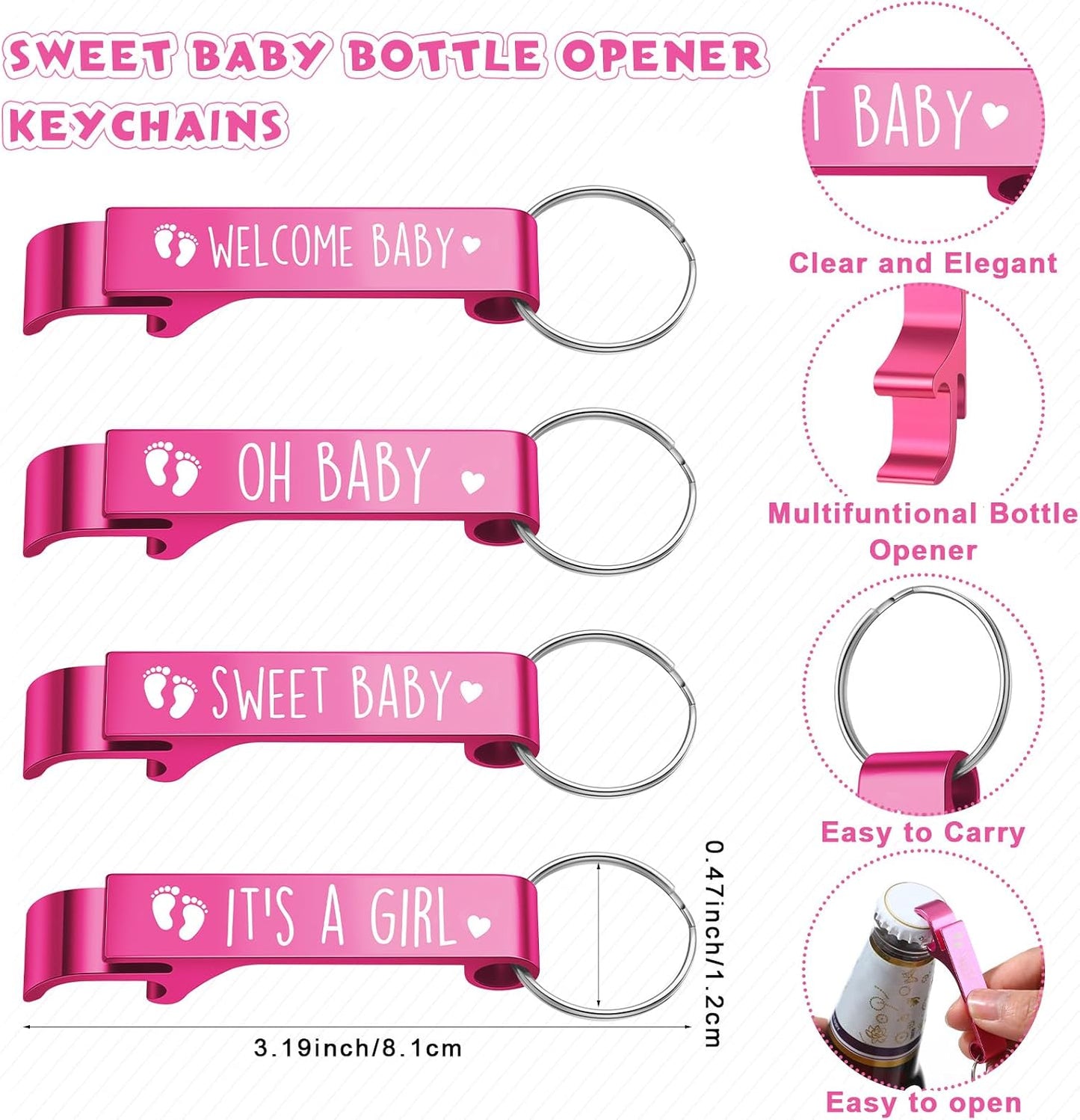 50 Juegos Regalo Baby Shower Rosa con Etiquetas y Llaveros
